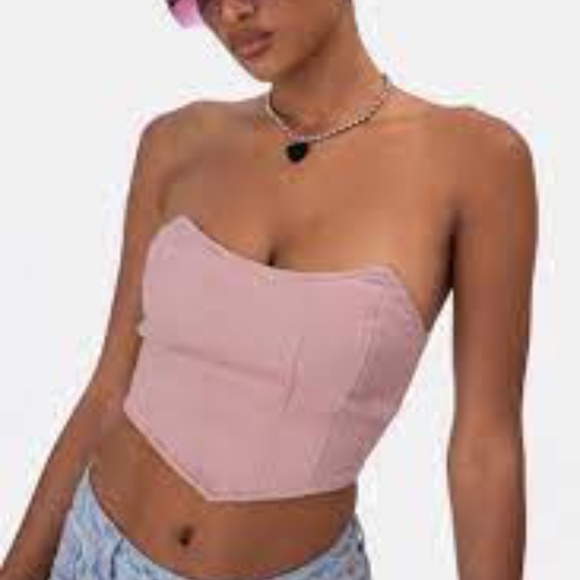 Adika Tops - Adika / Edikted Womens Denim Corset Style Top Pink